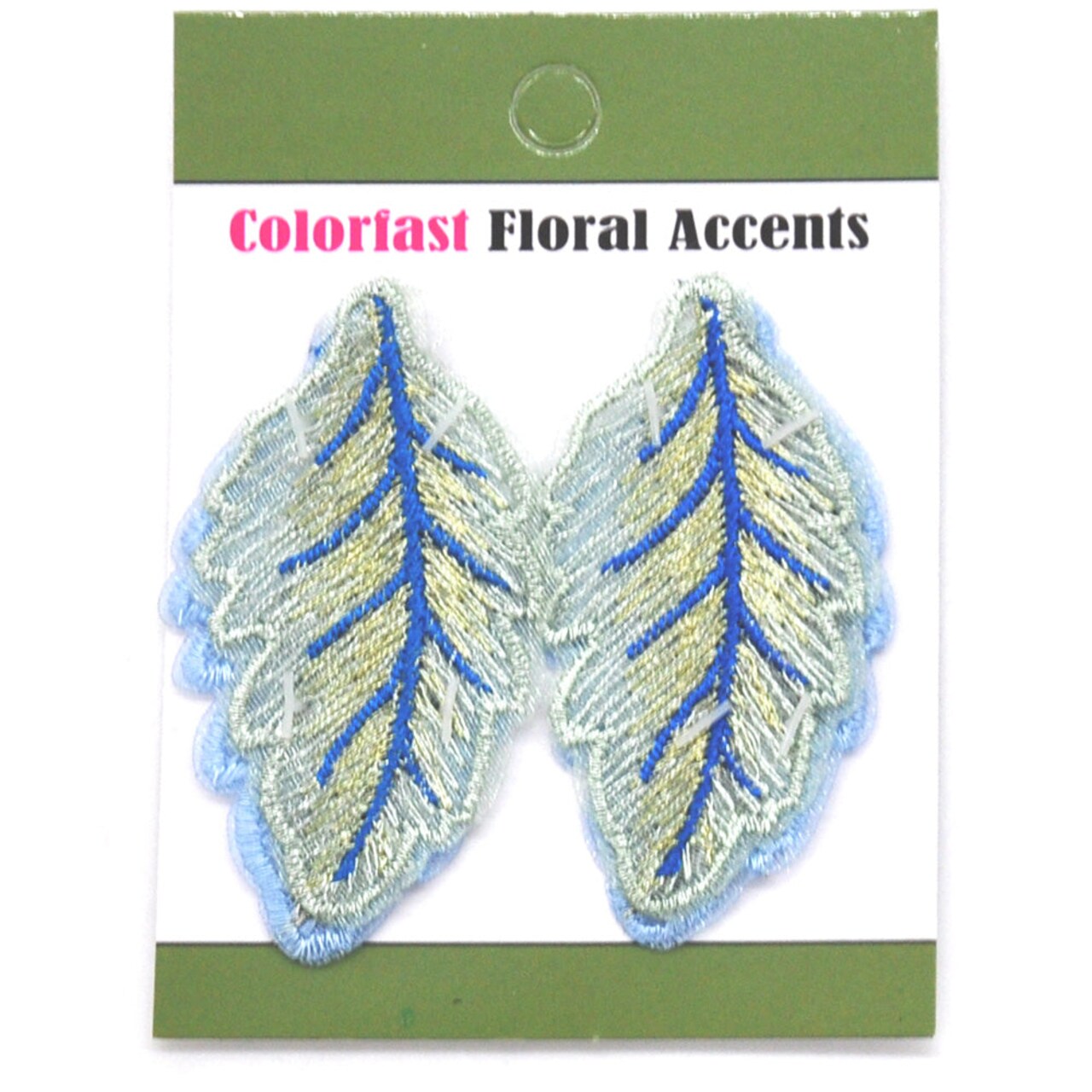 Belagio Colorfast Floral Accents, 2" Diameter, Embroidered Flowers, 2 Piece Pack, Light Blue